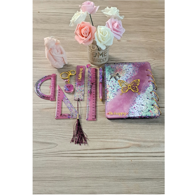 ست لوازم تحریر رزینی صورتی