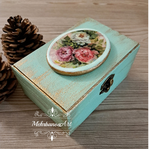 جعبه چوبی طرح وینتیج با کاور رزینی