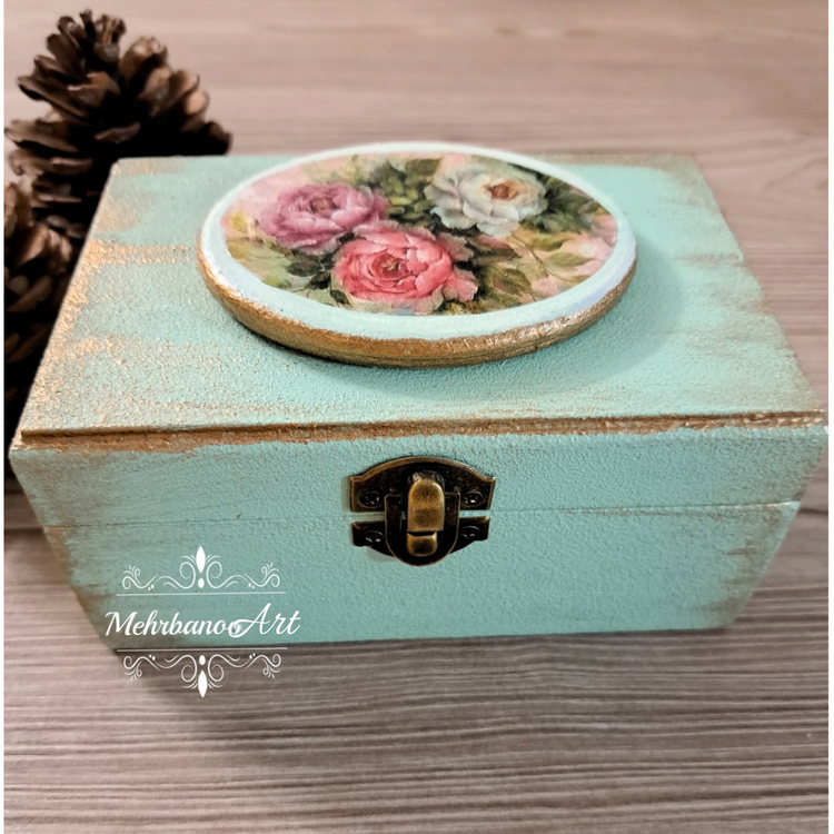 جعبه چوبی طرح وینتیج با کاور رزینی