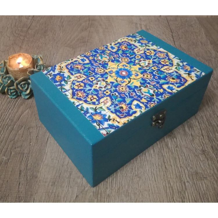 جعبه چوبی تیبگ طرح سنتی با کاور رزینی