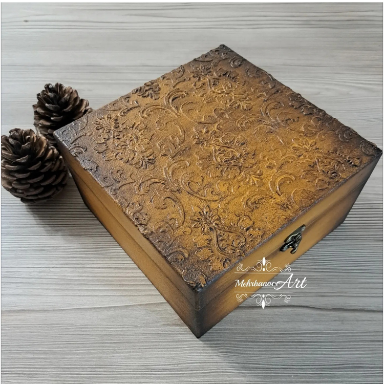 جعبه چوبی طرح پتینه نما چوب