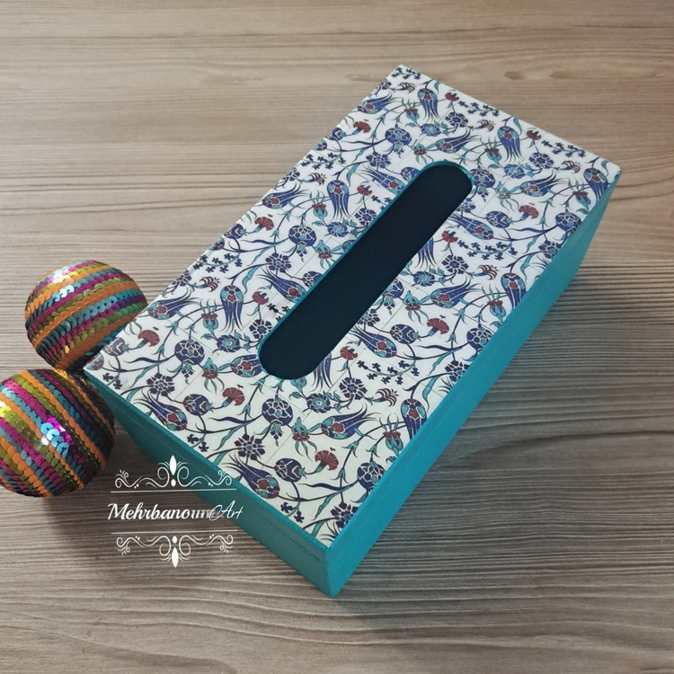 جا دستمالی چوبی طرح سنتی با کاور رزینی